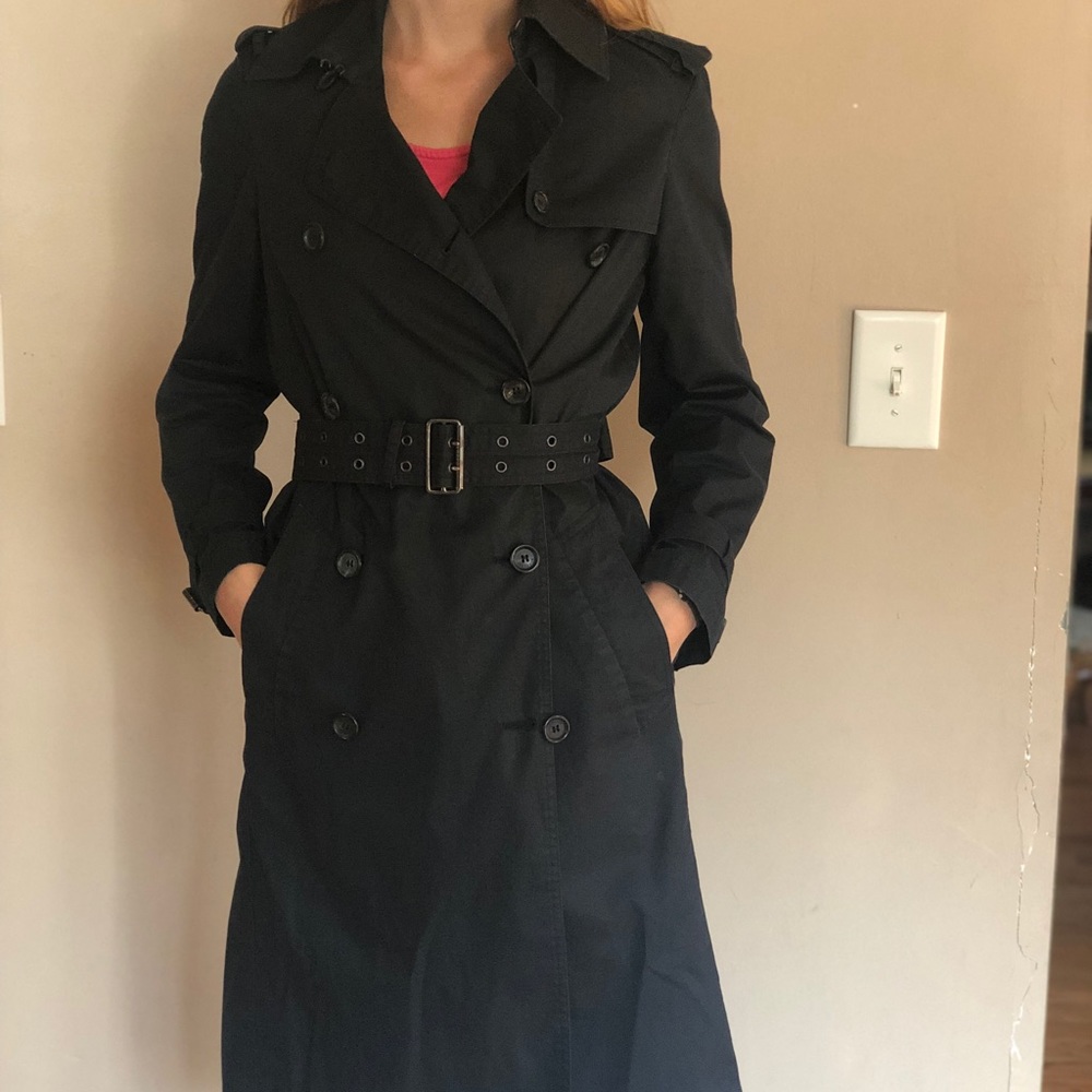 Burberry black trench raincoat